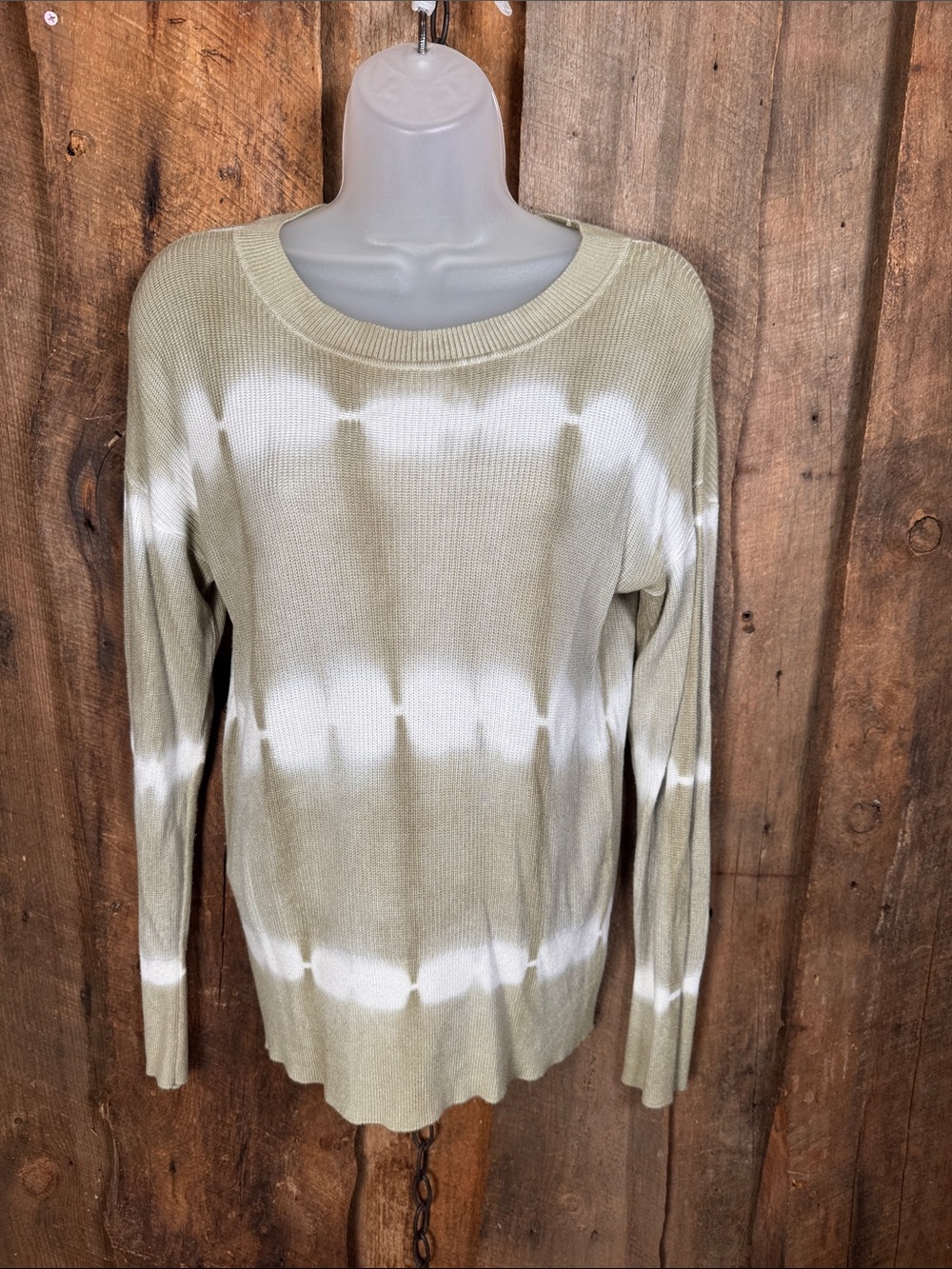 Velvet Heart Olive and White Tie-Dye Crewneck Sweater